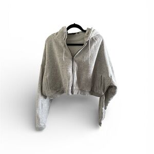 Gray Women's Cropped Hoodie Jacket